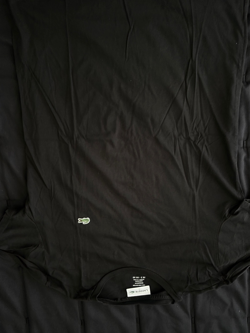 Lacoste Men's Black Polo Tee with Green Crocodile Logo